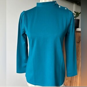 Ann Taylor Teal Button-Accent Blouse